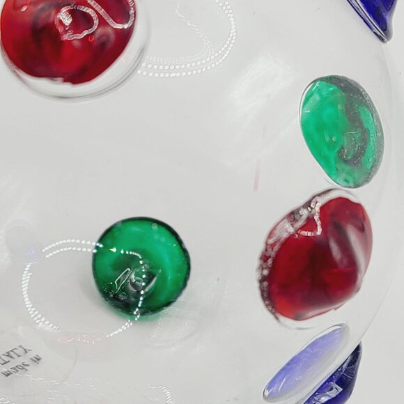 Vtg Hand-Blown Glass Ornament Colored Accents 4.5-Inch Diameter Made In Italy - Picture 8 of 12